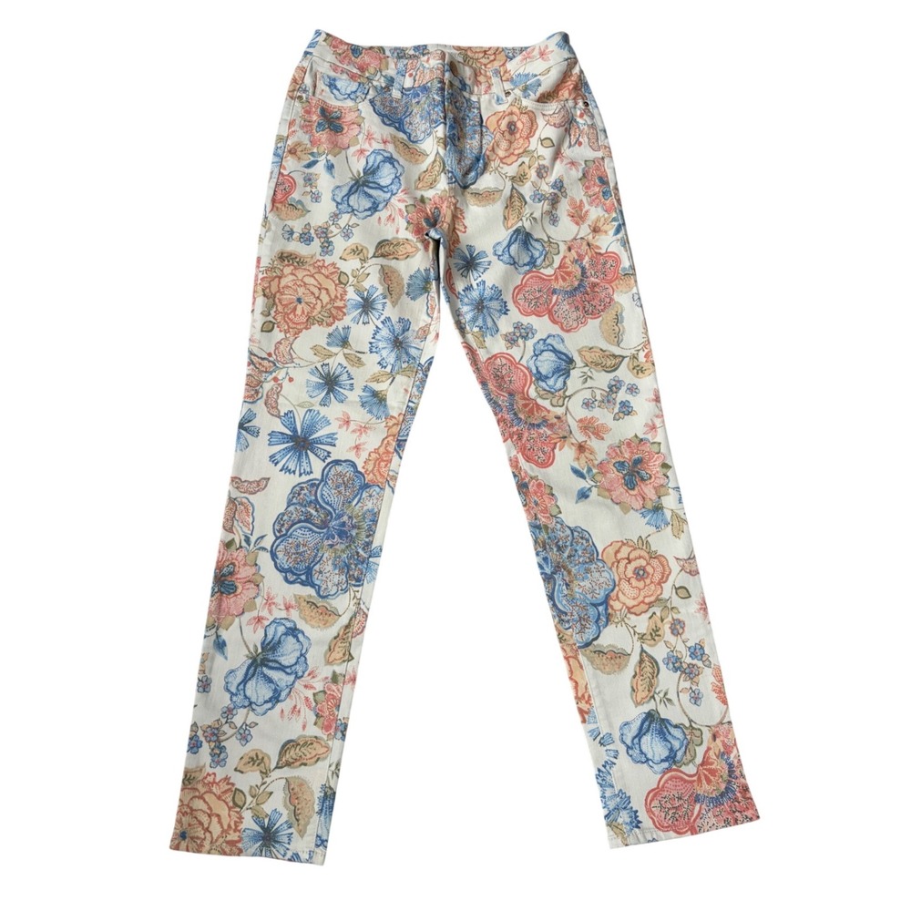 Chicos So Slimming Girlfriend Ankle Pants Cottage Fairy Floral Paisley Print 0 R
